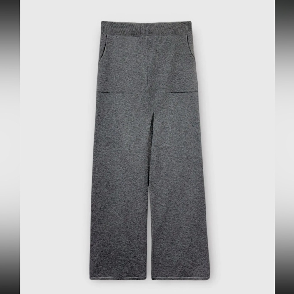 MADE IN ITALY KNIT WIDE LEG PANTS WITH POCKETS